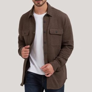 Veste-Chemise CloudVeil - En Tricot Jacquard Matelassé - Marron