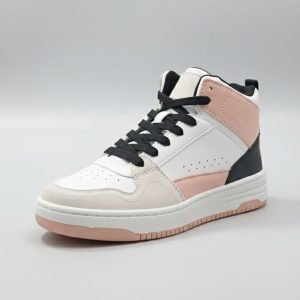 Basket Montante GraceLand Style AirForce - Blanc_Rose_Noir