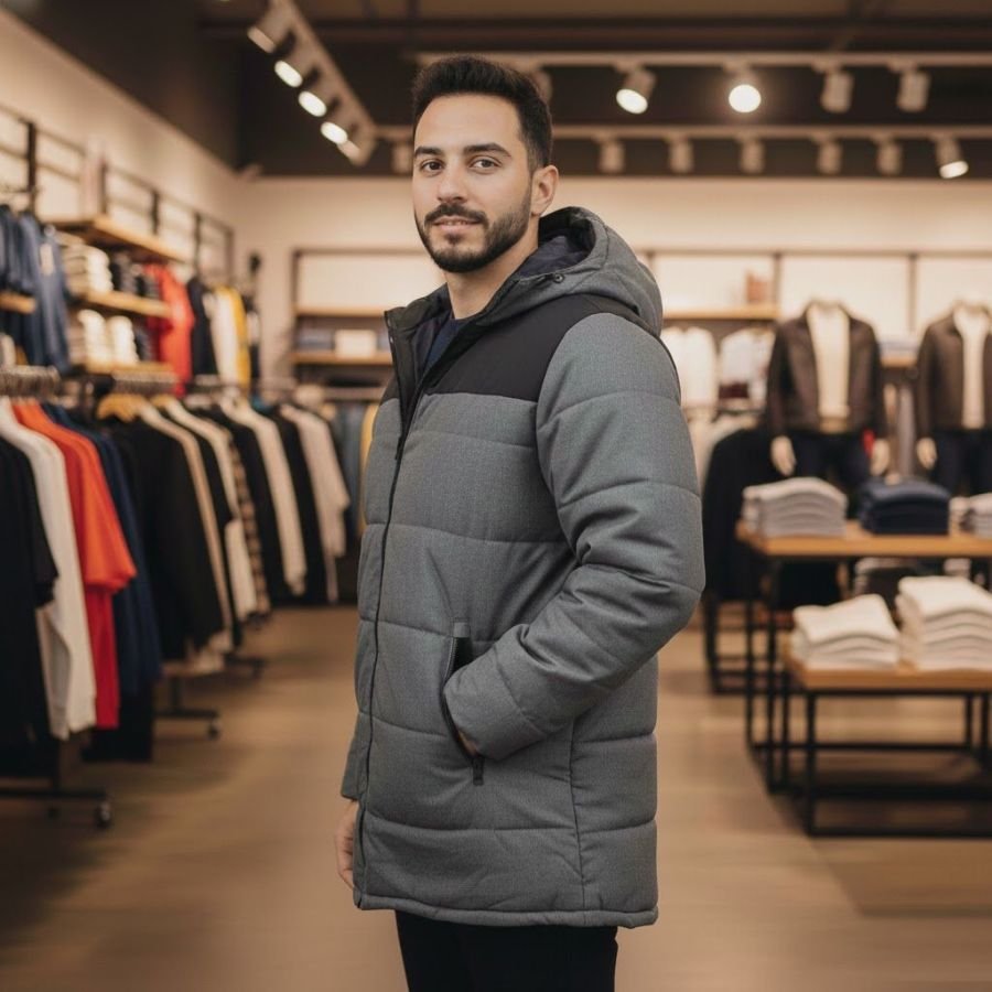 Veste D'Hiver Matelassée Avec Capuche - Pepco - Grise – Image 3