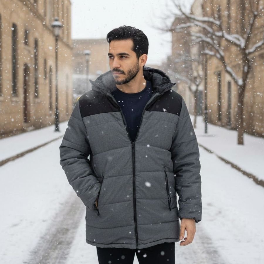 Veste D'Hiver Matelassée Avec Capuche - Pepco - Grise