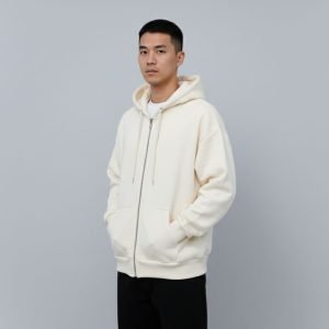 Sweat OverSize Zippé à Capuche - Beige