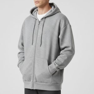 Sweat OverSize Zippé à Capuche - Gris