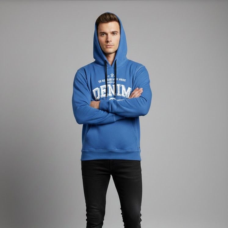 Sweat à Capuche Tom Tailor - "To be worn with pride" - Bleu – Image 3