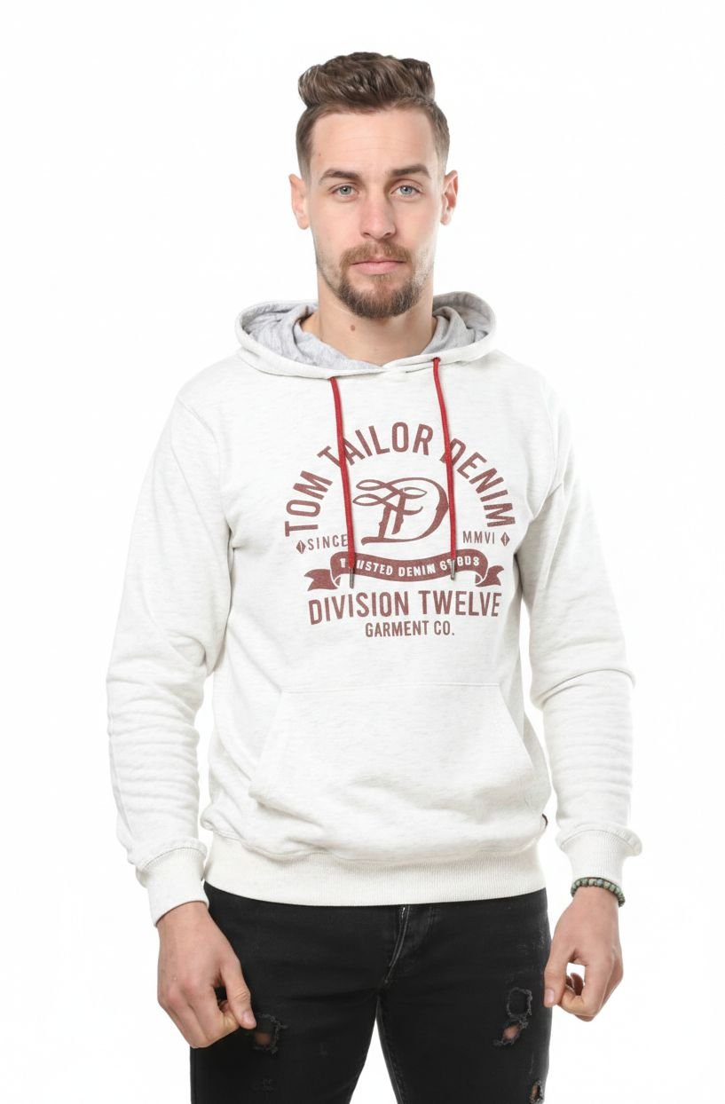 Sweat à Capuche Tom Tailor - "Division Twelve" - Off_White