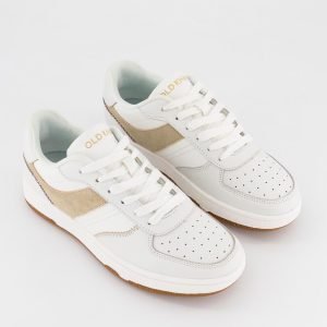 Basket Femme OLD KHAKI - Sarina - En Cuir - Blanc_Beige