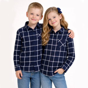 Wonder Nation – Chemise à Carreaux – Pour enfants – Bleu nuit