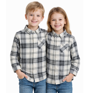 Wonder Nation – Chemise à Carreaux – Pour enfants – Blanc Noir