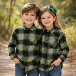 Wonder Nation – Chemise à Carreaux – Pour enfants - Vert Noir