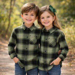 Wonder Nation – Chemise à Carreaux – Pour enfants - Vert Noir