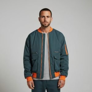 Veste Bombers Frilivin Paris - Col Officier - BM1751-2 - Vert_Orange