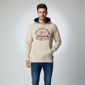 Sweat à Capuche Tom Tailor - "Division Twelve" - Beige