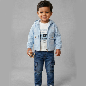 Ensemble 3 Pièces – Pour enfants – Panda – PAIN – Bleu Ciel