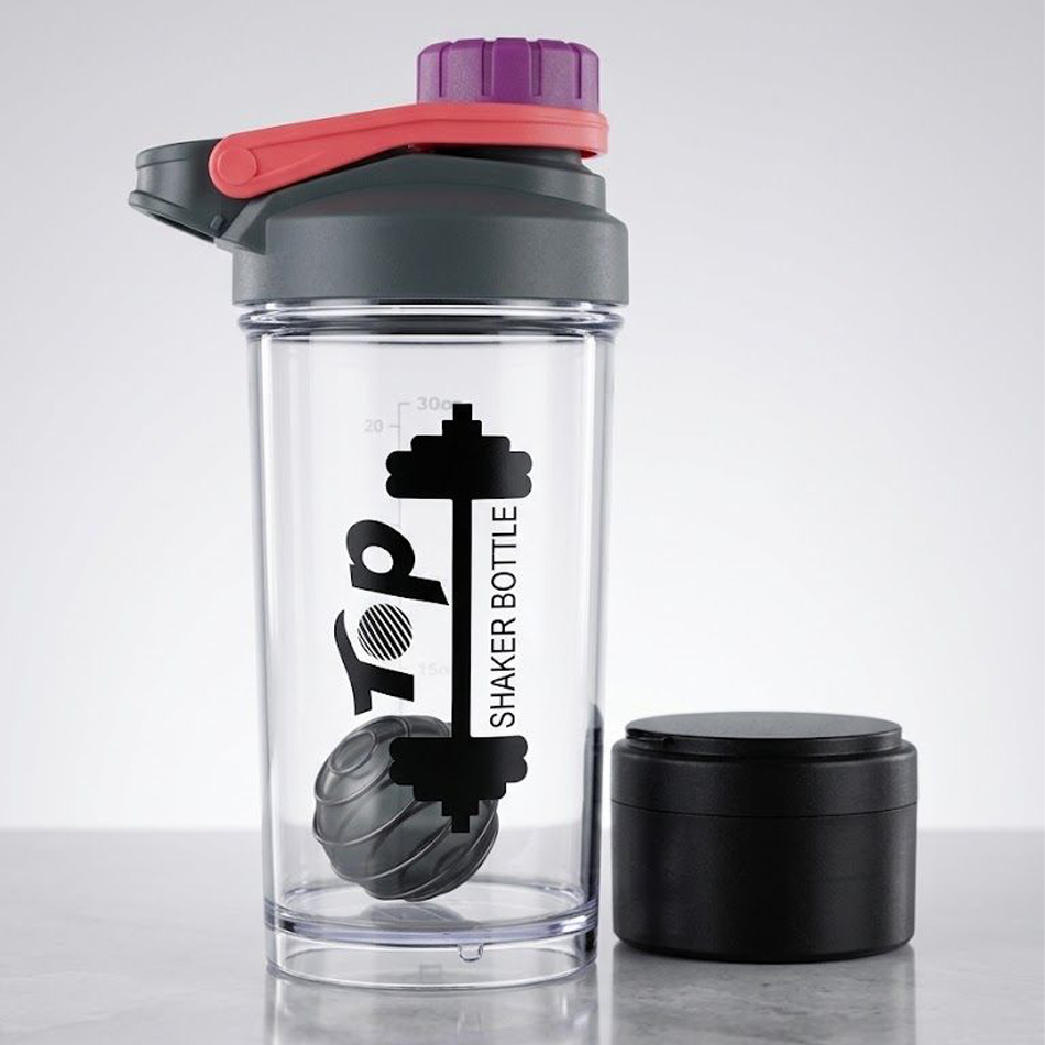 TOP - Bouteille Shaker de protéines - 500 ml - Gris – Image 3