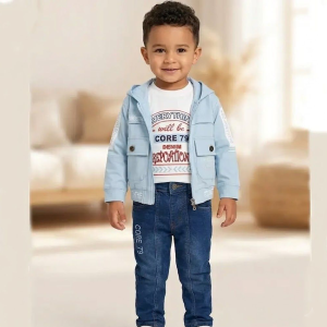 Ensemble 3 Pièces – Pour enfants – Panda – Bleu Ciel