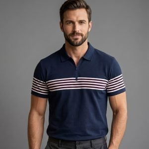 Polo Zippé  –  LC waikiki – Demi Manche – Blue Nuit
