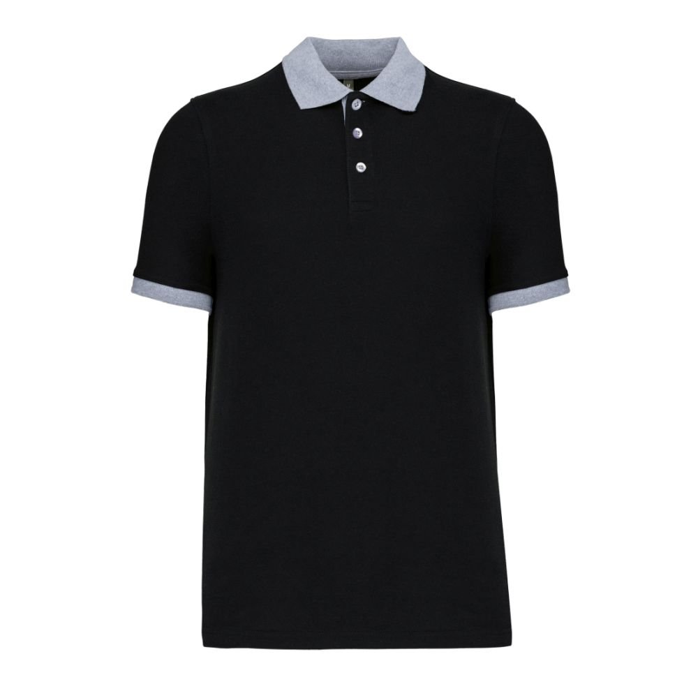 Polo Kariban Basic+ K258 - Manches Courtes -Bicolore - Black_Grey – Image 2