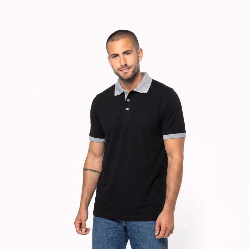 Polo Kariban Basic+ K258 - Manches Courtes -Bicolore - Black_Grey