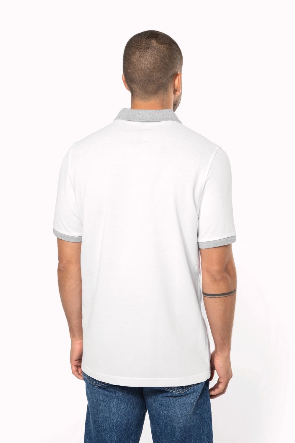 Polo Kariban Basic+ K258 - Manches Courtes -Bicolore - White_Grey – Image 3