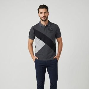 Polo R&B à Manches Courtes – 118-1802MN025-12 –  Black Gris