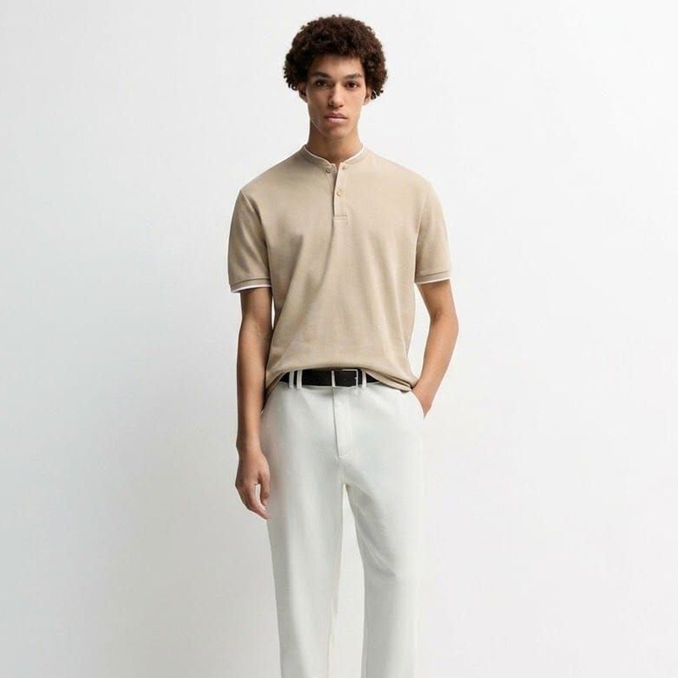 Polo Lifties Dégriffé – Pour Homme – Demi Manche – Beige 4