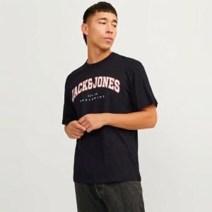 T-Shirt Jack & Jones - JJECALEB Varsity - 12257579 - Black