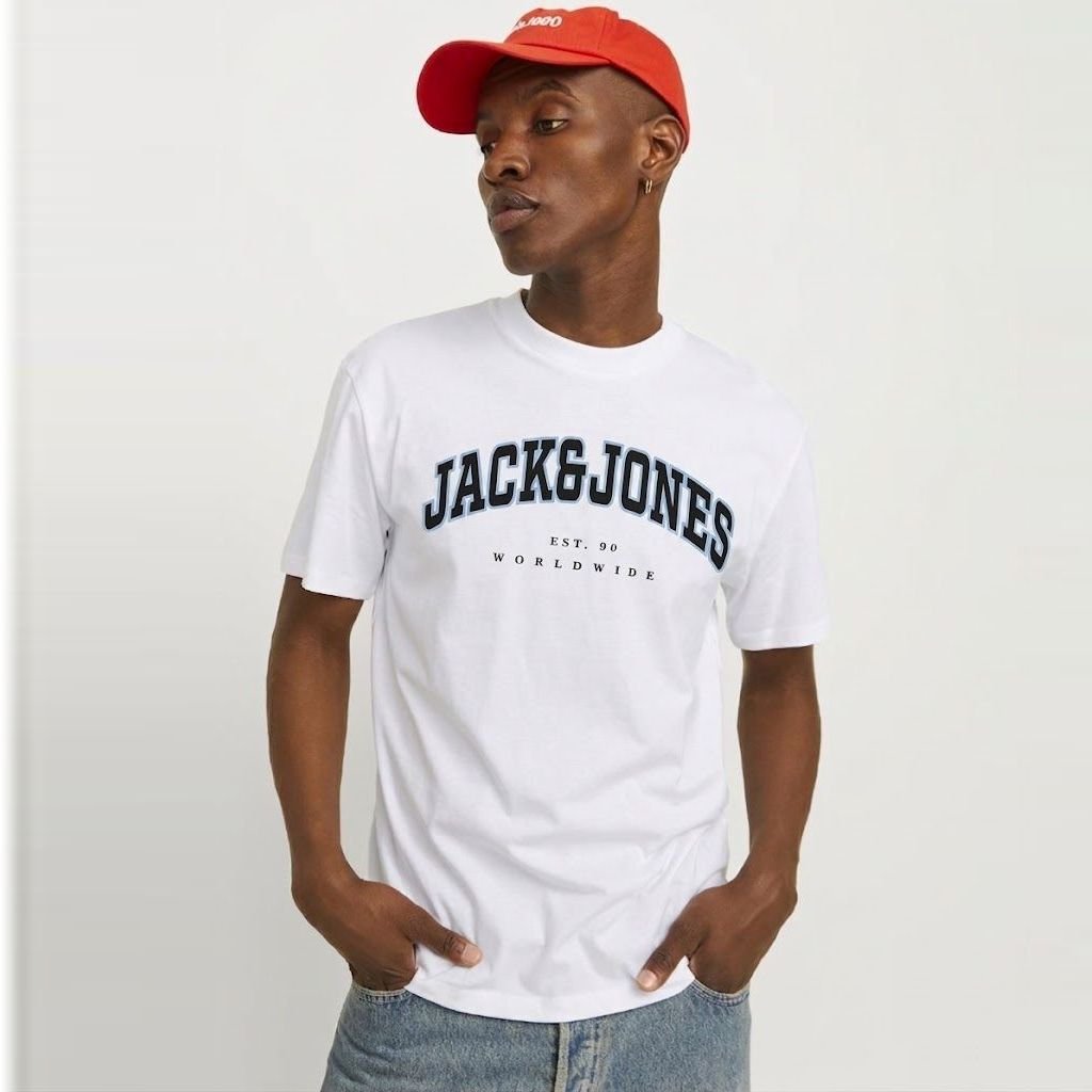 T-Shirt Jack Jones JJECALEB VARSITY TEE SS O-NECK NOOS – 12257579 White 03
