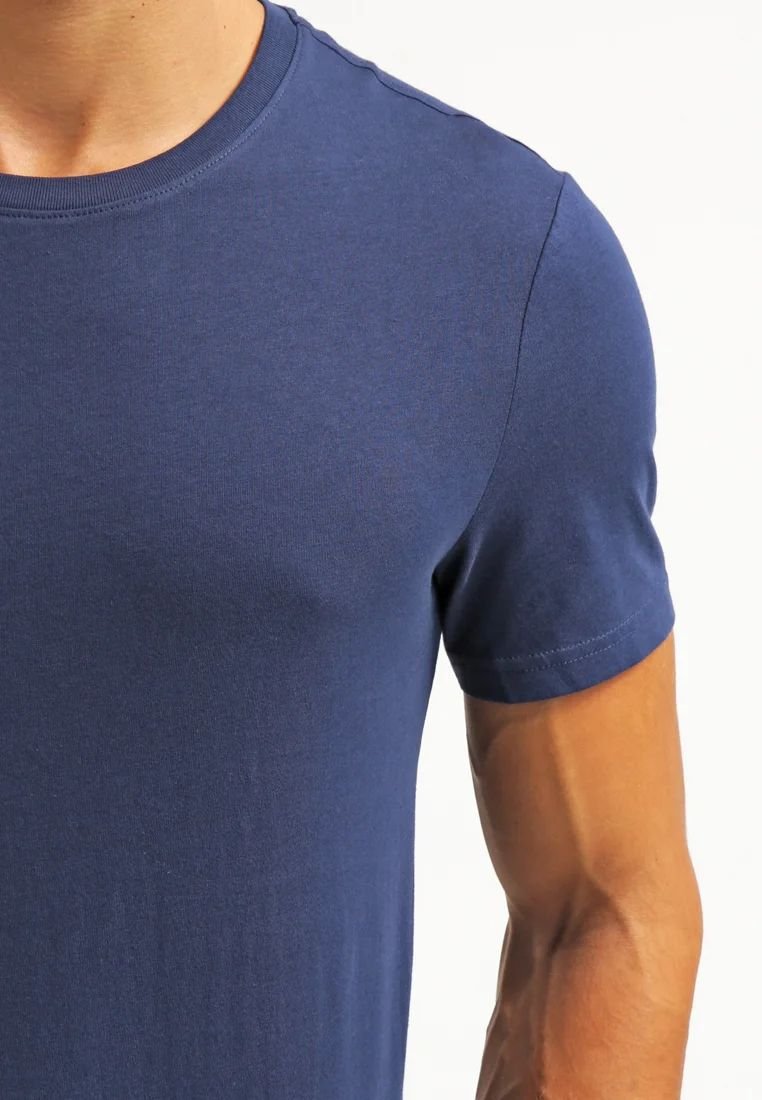 T-shirt - Pier One - Basic - Pour Homme - Dark Blue – Image 3