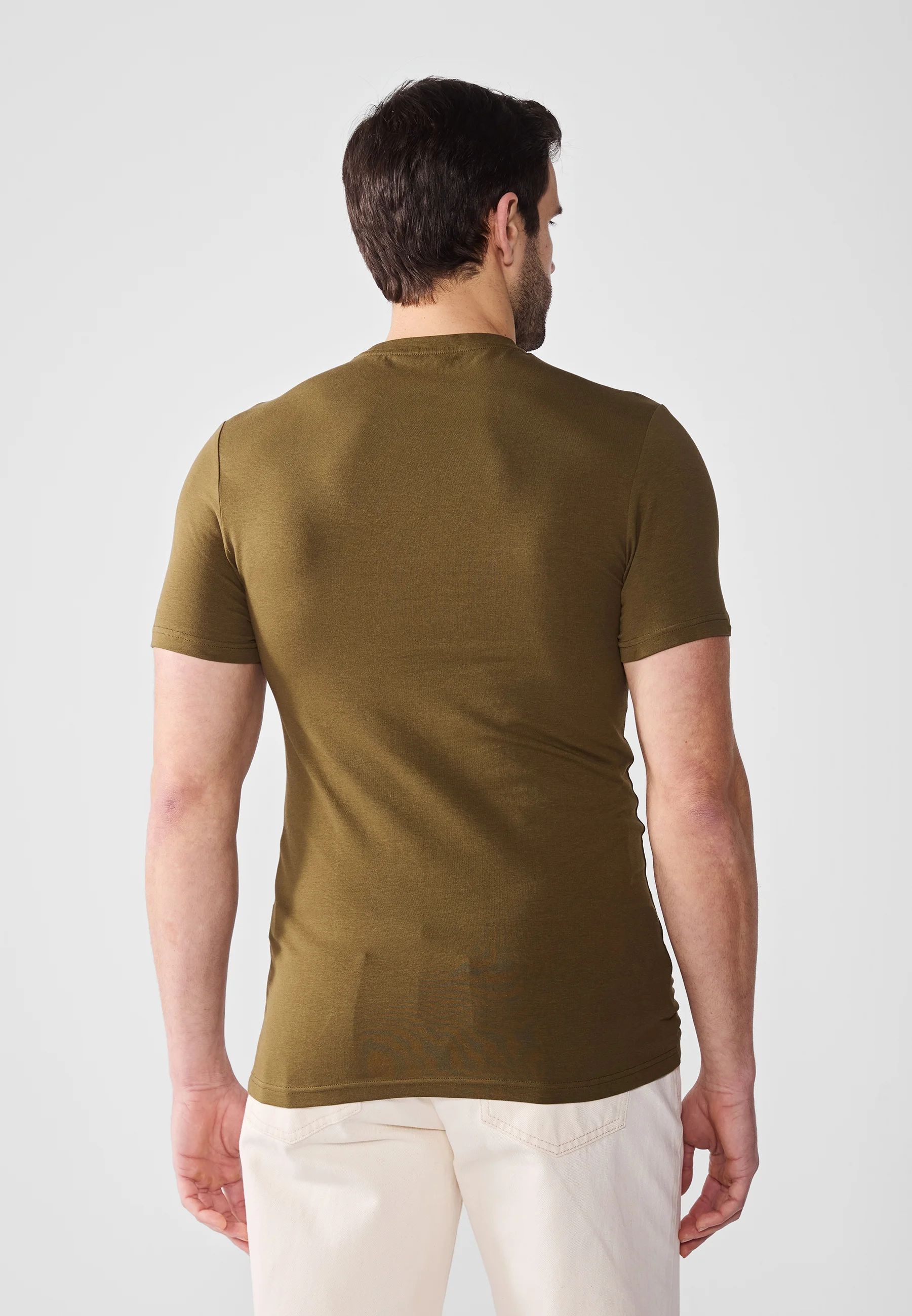T-shirt - Pier One - Basic - Pour Homme - Dark Olive – Image 2