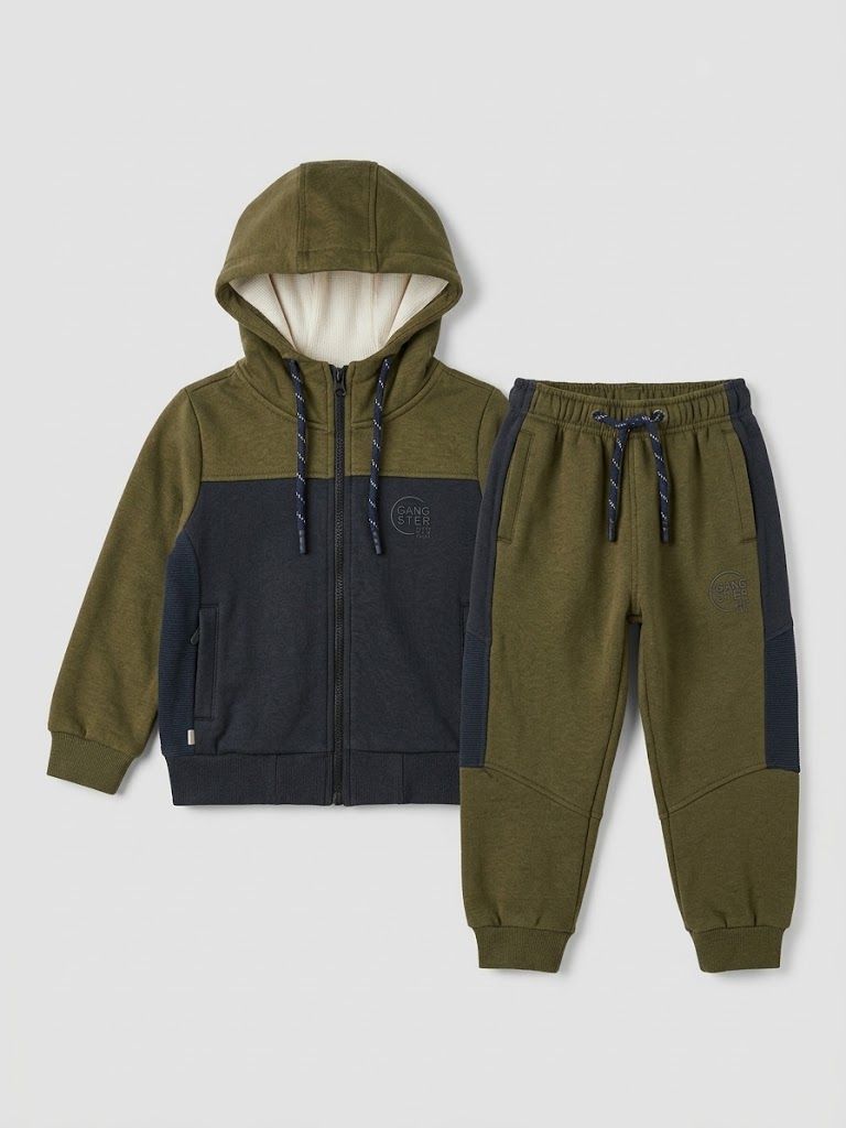 Ensemble Survêtement Gangster Pour Enfant - Vert Olive – Image 2