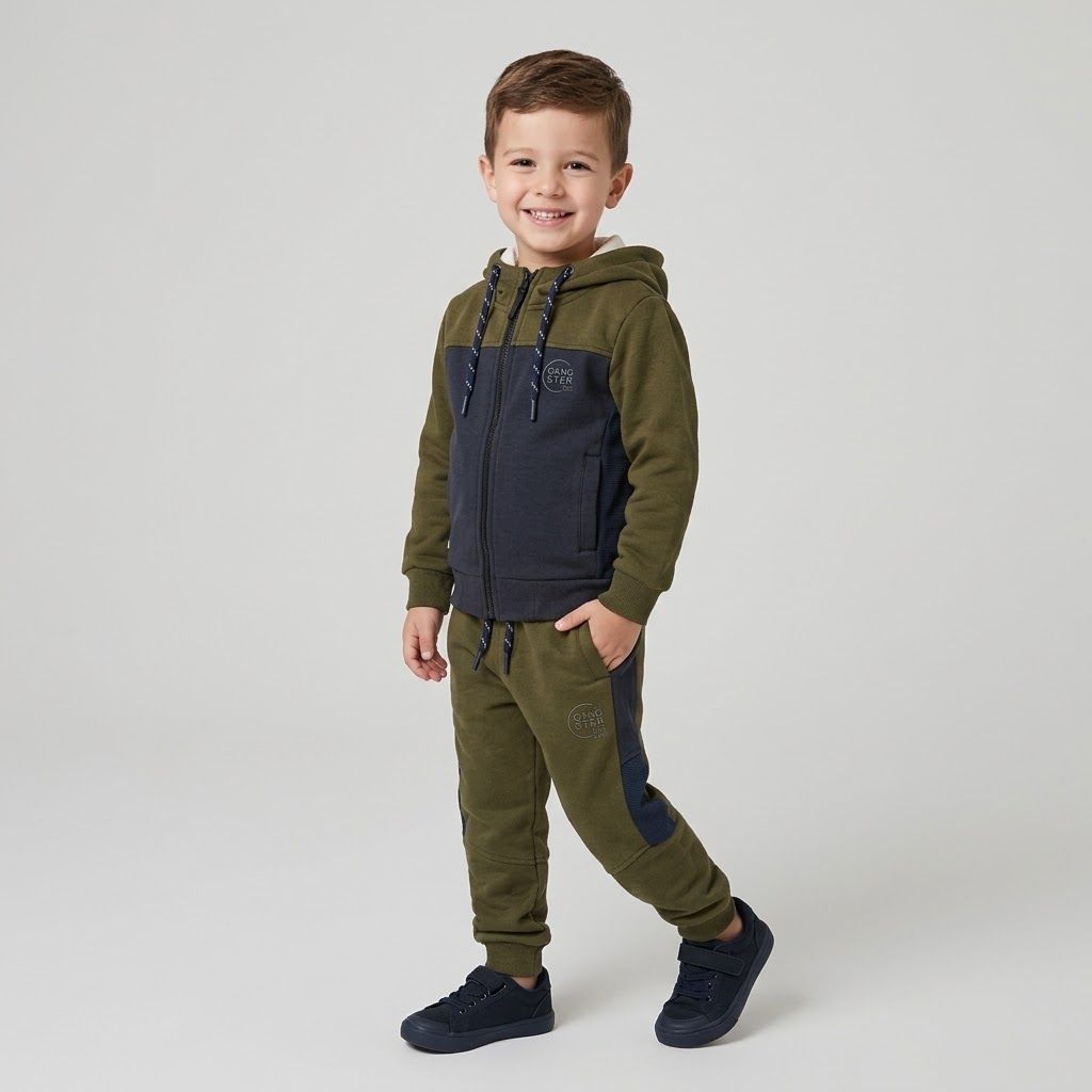 Ensemble Survêtement Gangster Pour Enfant - Vert Olive – Image 4