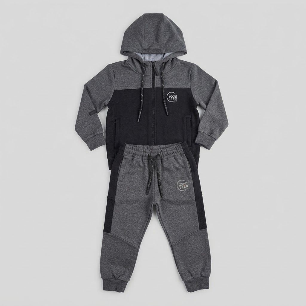 Ensemble Survêtement Gangster Pour Enfant - Noir Gris – Image 4