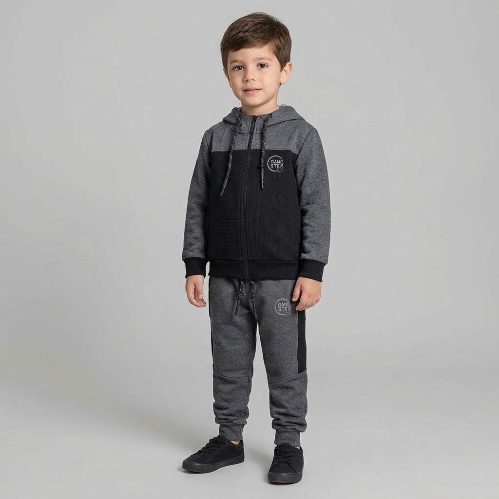 Ensemble Survêtement Gangster Pour Enfant - Noir Gris – Image 2