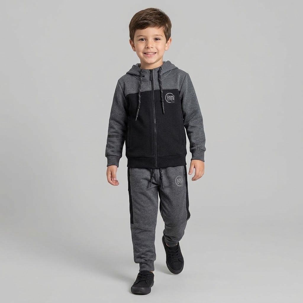 Ensemble Survêtement Gangster Pour Enfant - Noir Gris – Image 3
