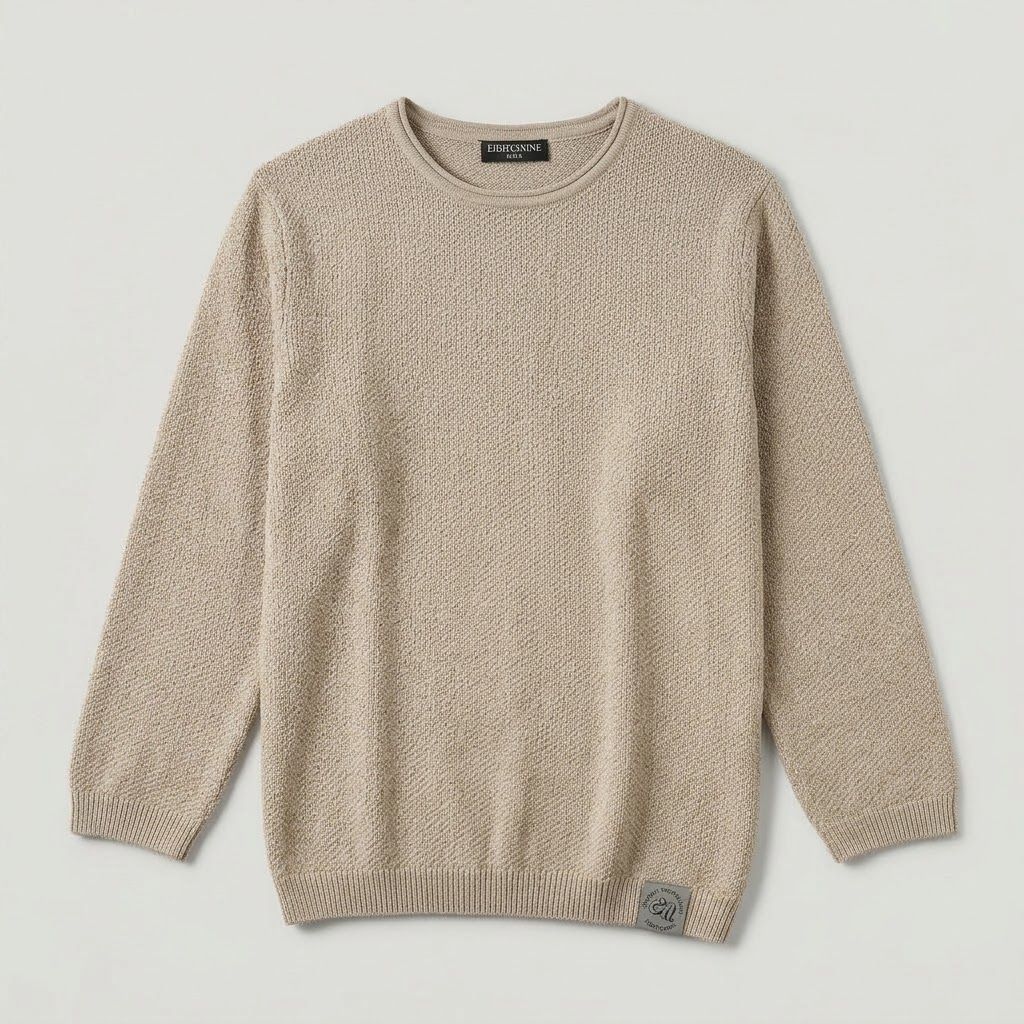 Pull Eight2Nine Texturé à Col Rond - Confort & Douceur - Beige – Image 4