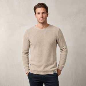 Pull Eight2Nine Texturé à Col Rond - Confort & Douceur - Beige