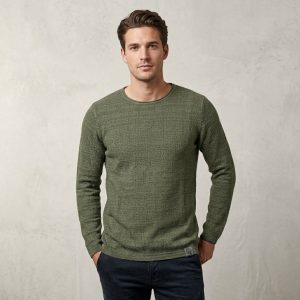 Pull Eight2Nine Texturé à Col Rond - Confort & Douceur - Dark Green