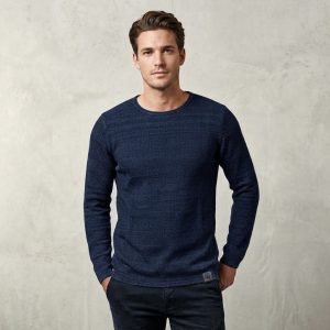 Pull Eight2Nine Texturé à Col Rond - Confort & Douceur - Navy