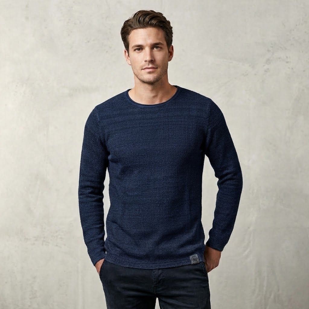 Pull Eight2Nine Texturé à Col Rond - Confort & Douceur - Navy