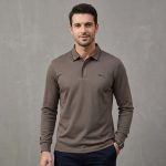 Polo Manche Longue Dinn - En Maille Texturée - Marron
